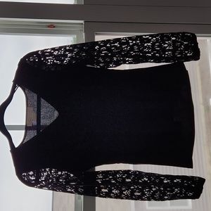 NWT Michael Kors Blouse With Lace Sleeves - New Women | Color: Black | Size: S